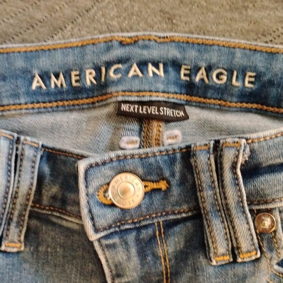 American Eagle Next Level Stretch Low Rise Flare Blue Jeans - Picture 3 of 5